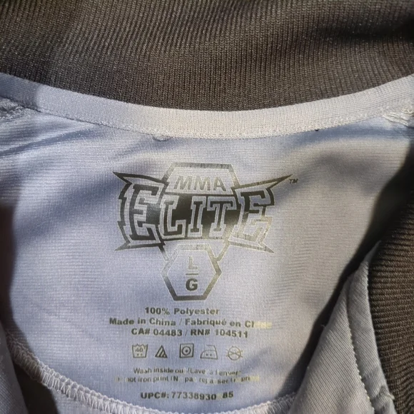 MMA Elite Men's Large Track Jacket Full Zip Black Grey Grunge Knuckles Wire - Picture 3 of 8